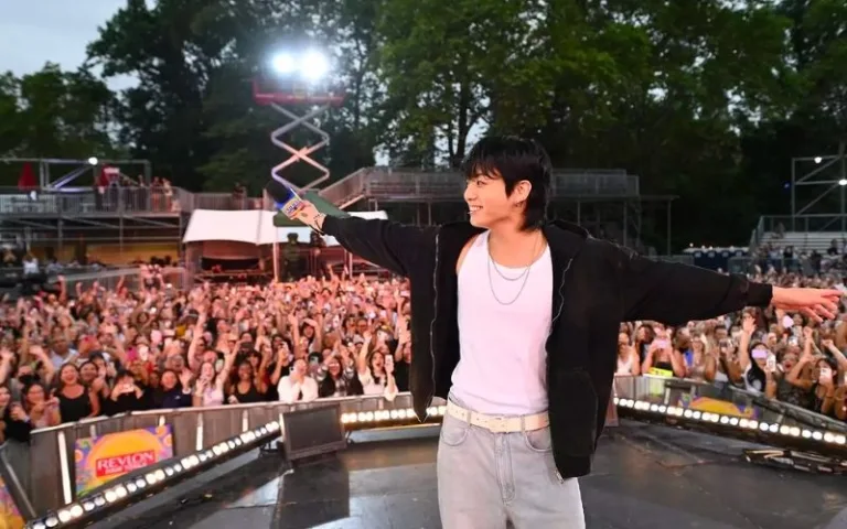 Jung Kook on Good Morning America on July 14, 2023. ABC/PAULA LOBO