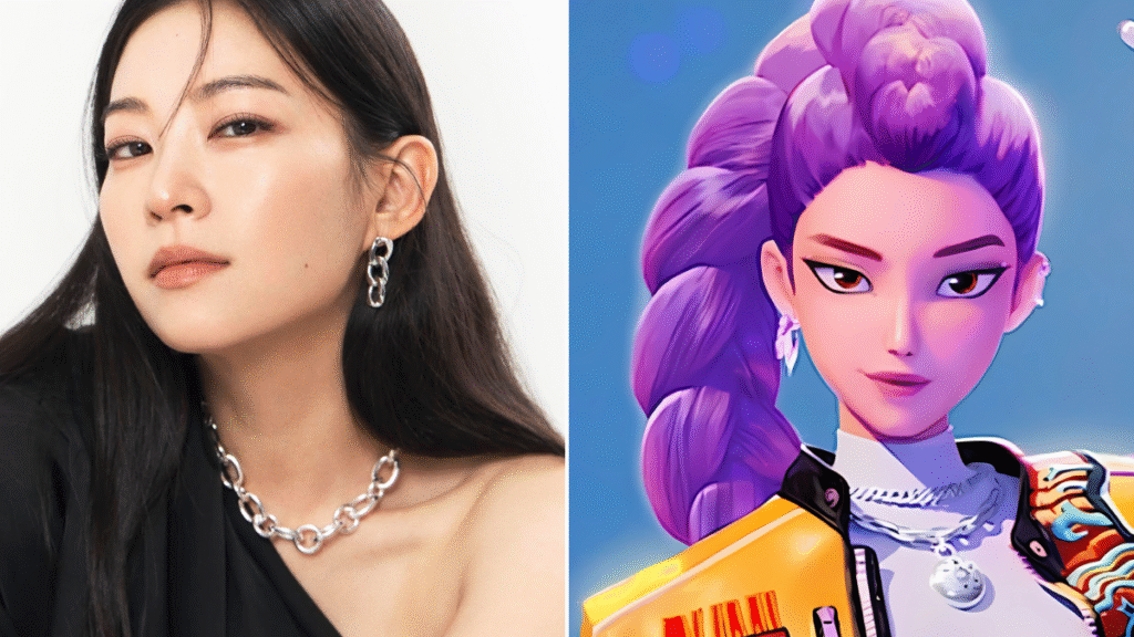 Left to right: Arden Cho and Rumi from KPop Demon Hunters
