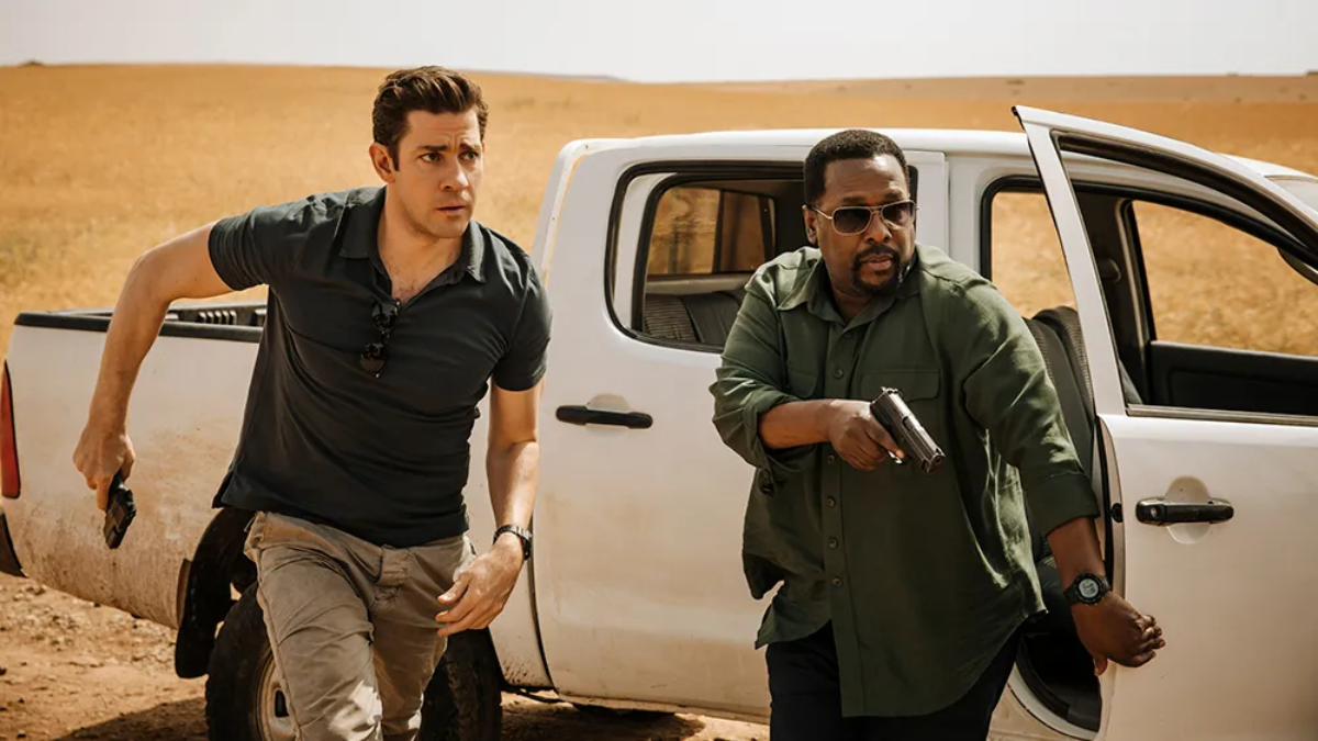 John Krasinski as Jack Ryan, CIA analyst turned field operative in Amazon’s action series.